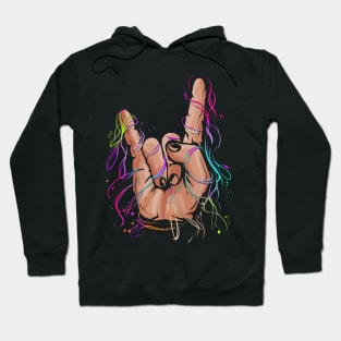 Sign of the Horns Sign Hand Rock and Metal Music Hoodie